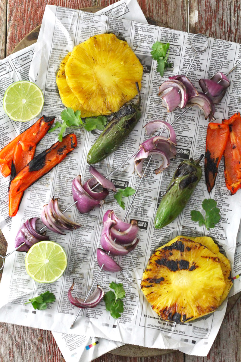 Grilled vegetables and pineapple