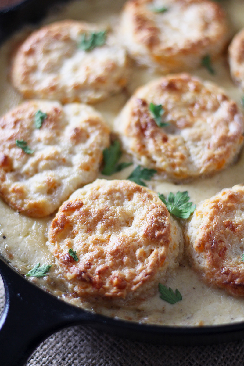 Cheddar Biscuits and Sausage Gravy Skillet | Modern Farmhouse Eats
