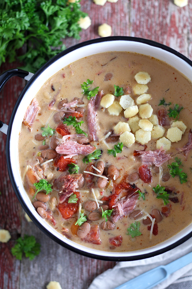 Easy-to-make, hearty soup packed with smoked ham and 6 kinds of beans. One of my favorite cold weather comfort foods. 