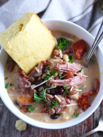 Easy-to-make, hearty soup packed with smoked ham and 6 kinds of beans. One of my favorite cold weather comfort foods.