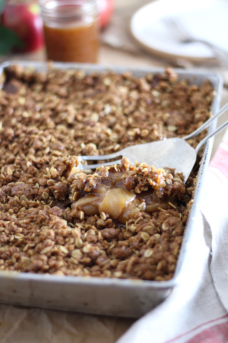 Drunken apple crisp with rum caramel