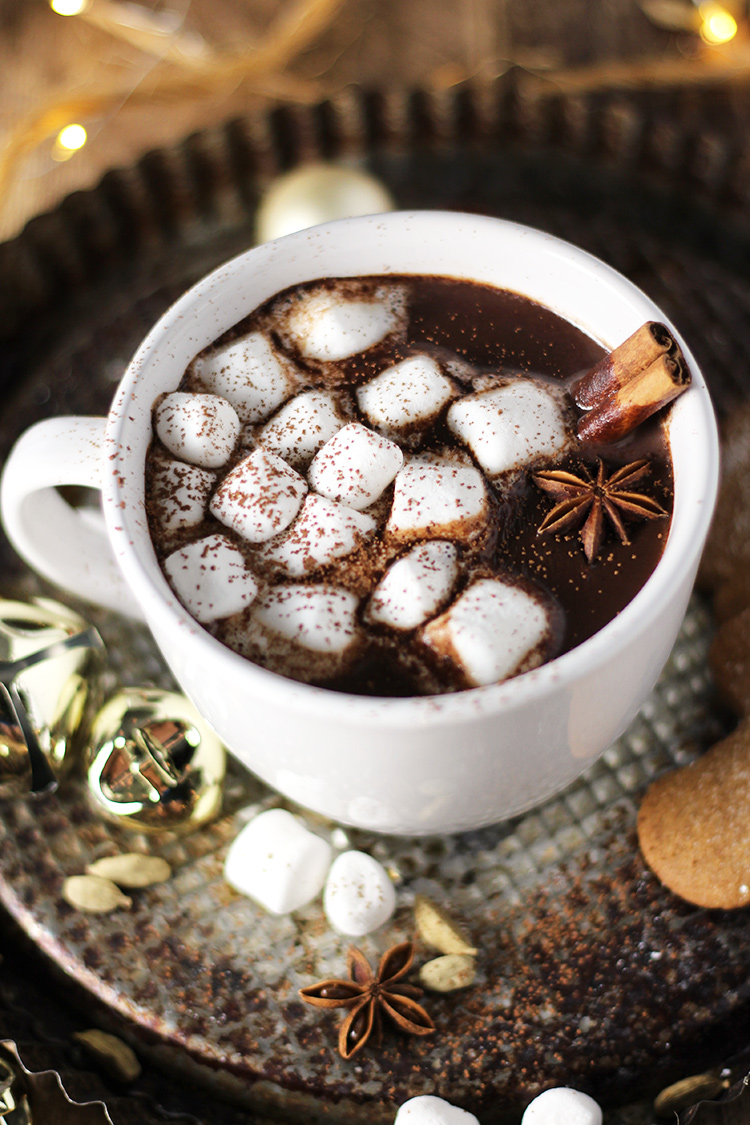 Hot chocolate infused with all the flavors of a vanilla chai latte, making it perfect for sipping on a cold winter night.