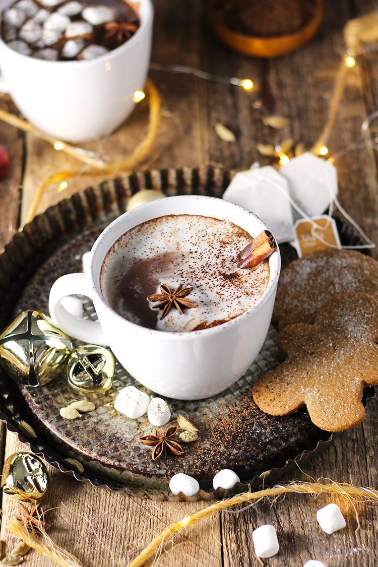 Hot chocolate infused with all the flavors of a vanilla chai latte, making it perfect for sipping on a cold winter night. 