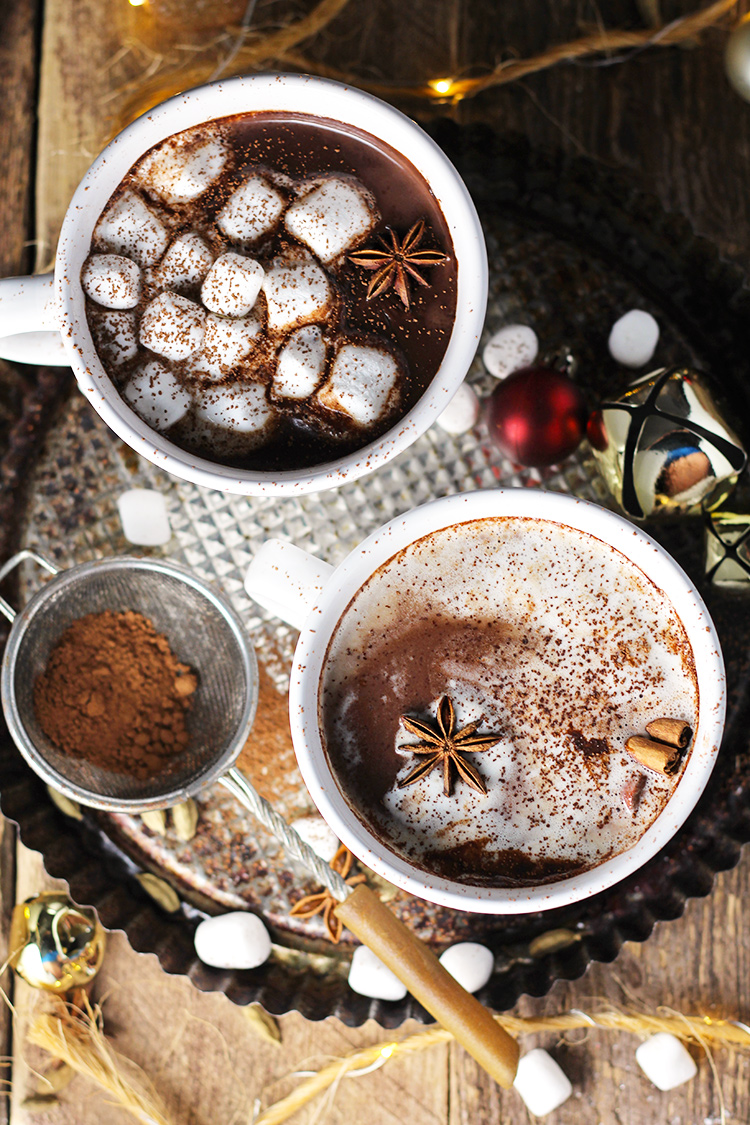 Hot chocolate infused with all the flavors of a vanilla chai latte, making it perfect for sipping on a cold winter night. 