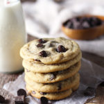 The chewiest, softest, most delicious chocolate chip cookies you will ever have. There’s one (not so) secret ingredient that makes these cookies perfect. You’ll never need another chocolate chip cookie recipe again.