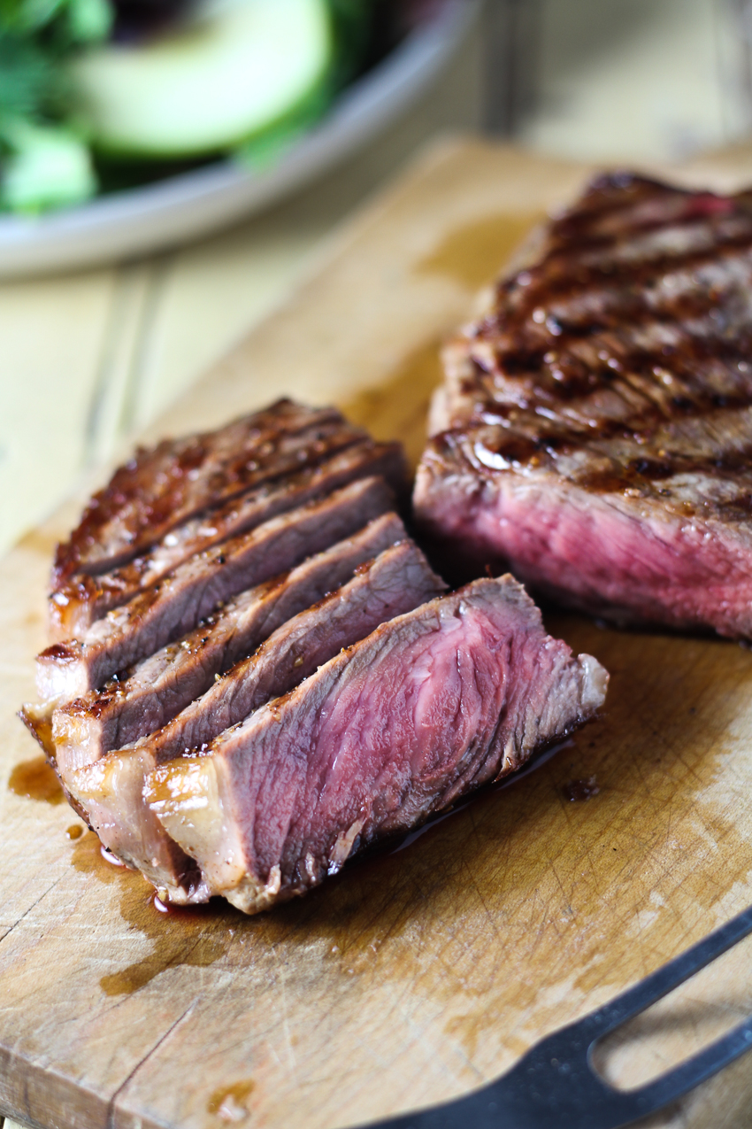 grilled and sliced steak