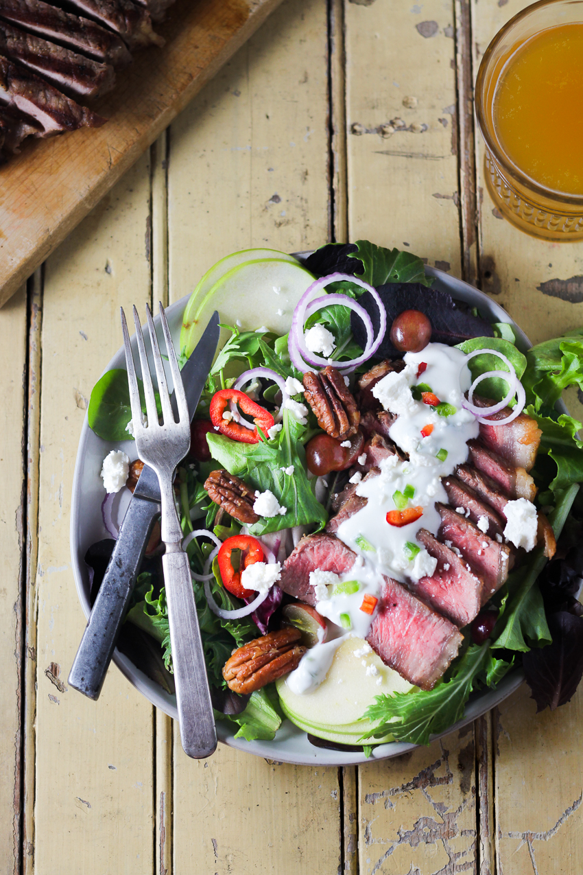 steak salad with goat cheese dressing