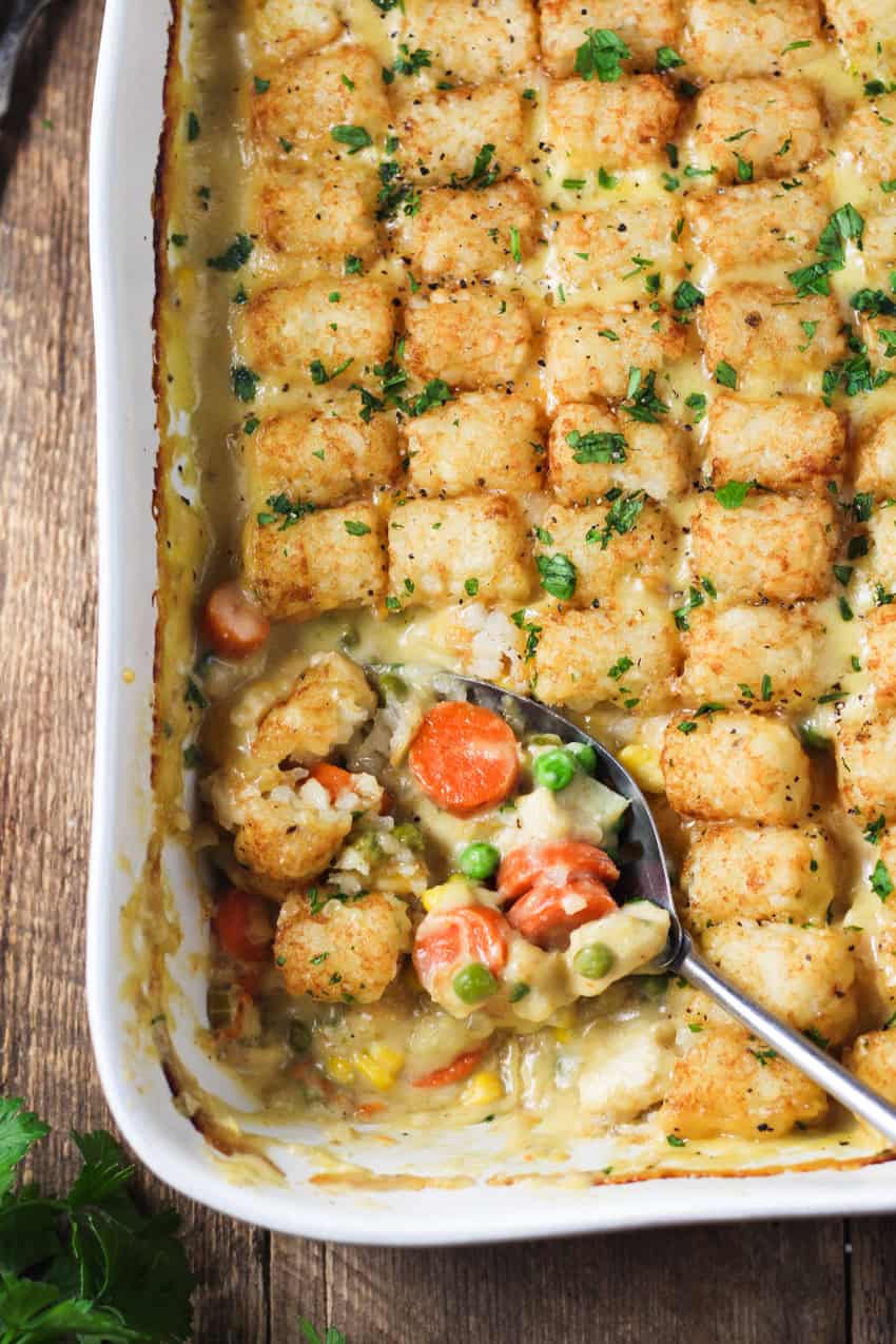 Tator tot chicken pot pie hotdish