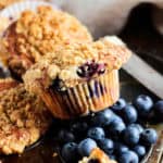 Blueberry muffins with sugar cookie streusel