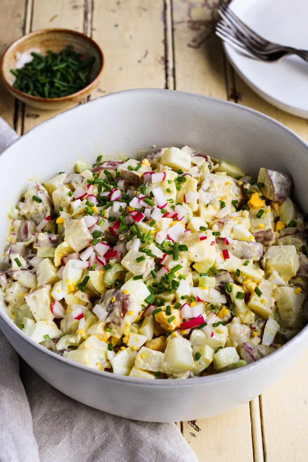 Best classic potato salad in a serving bowl