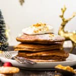 gingerbread pancakes with eggnog whipped creawm