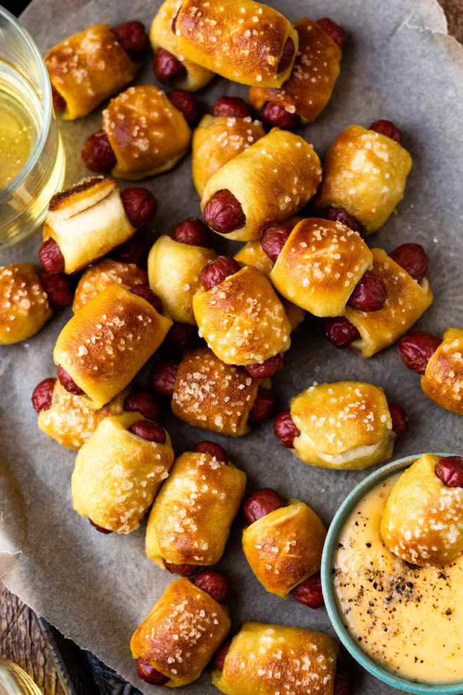 pretzel pigs in a blanket with beer cheese dip