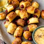cocktail franks wrapped in crescent dough and baked