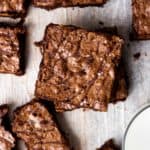 The brownies of your dreams! Thick, chewy, chocolatey, and extra fudgy with a crinkle top. These brownies are super easy to make with ingredients you likely already have in your pantry. To prepare the brownies, all you need is 10 minutes and one mixing bowl. They're even better than boxed brownies!