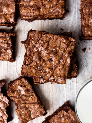 The brownies of your dreams! Thick, chewy, chocolatey, and extra fudgy with a crinkle top. These brownies are super easy to make with ingredients you likely already have in your pantry. To prepare the brownies, all you need is 10 minutes and one mixing bowl. They're even better than boxed brownies!