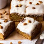 The BEST carrot cake that is perfectly spiced, has a moist crumb, and is topped with velvety smooth chai spiced cream cheese frosting that is incredibly delicious and takes this carrot cake to another level!! The cake is easy to make with a few additional chai spices and can be prepared ahead of time. It's sure to impress!