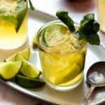 Everything you love about a mojito but with ginger and whiskey! Mint and lime muddled together and mixed with Irish whiskey and ginger beer to create a tasty and refreshing drink for St. Patrick’s Day or any day!