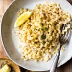 Lemon pepper pasta is so silky smooth and bursting with flavor! The sauce is light but creamy and only takes 20 minutes to prepare! The pasta can be served as a main dish or a side. It would be great with grilled chicken or fish! So simple and so delicious!!