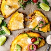 quesadilla breakfast taco tore in half