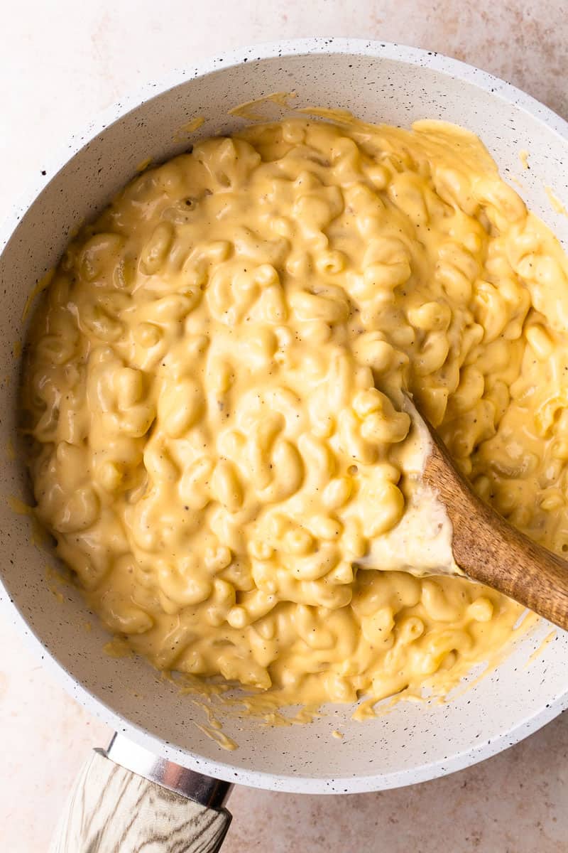 creamy mac and cheese in a pot