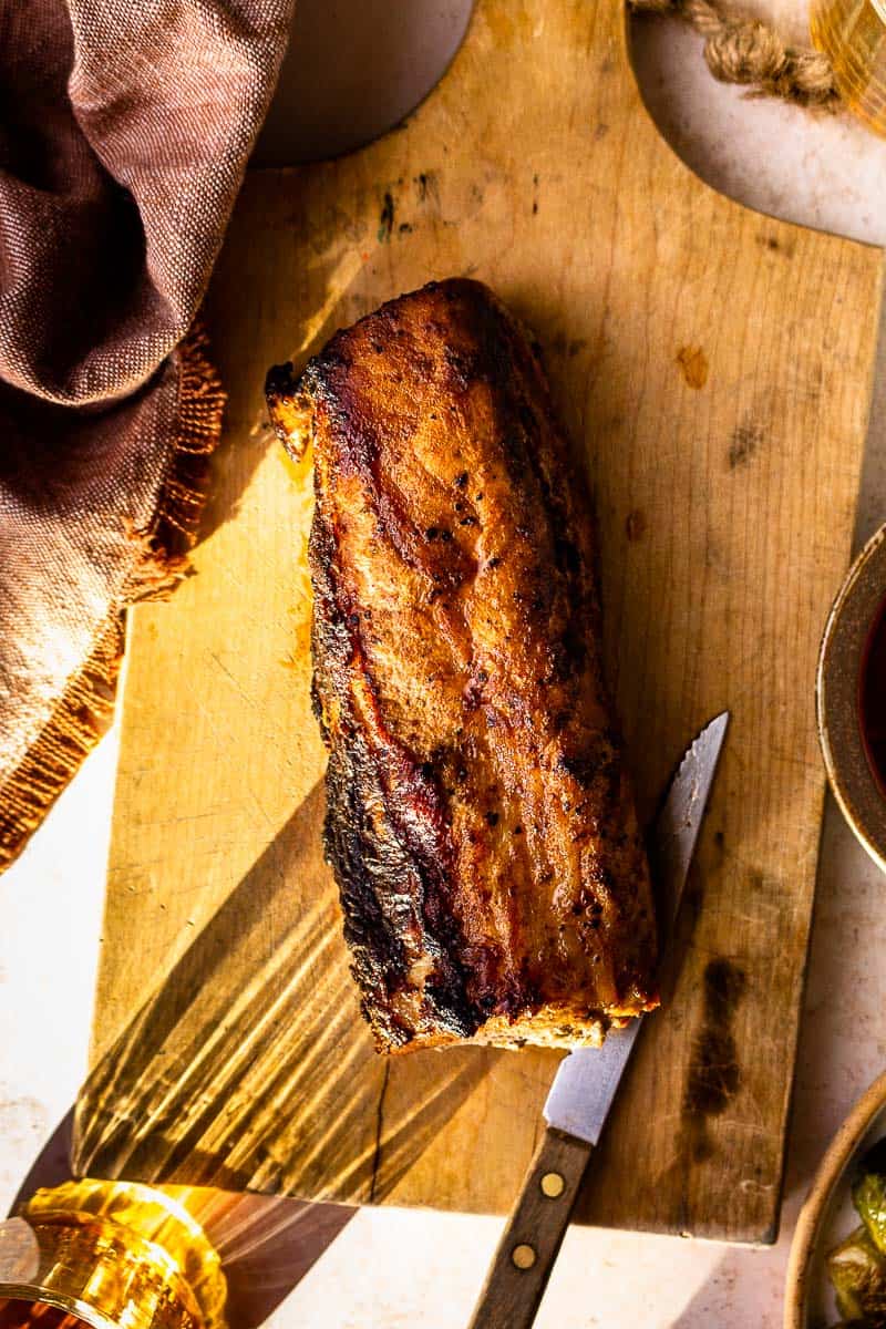 roasted pork tenderloin on a cutting board