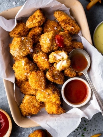 chicken nuggets in a serving dish
