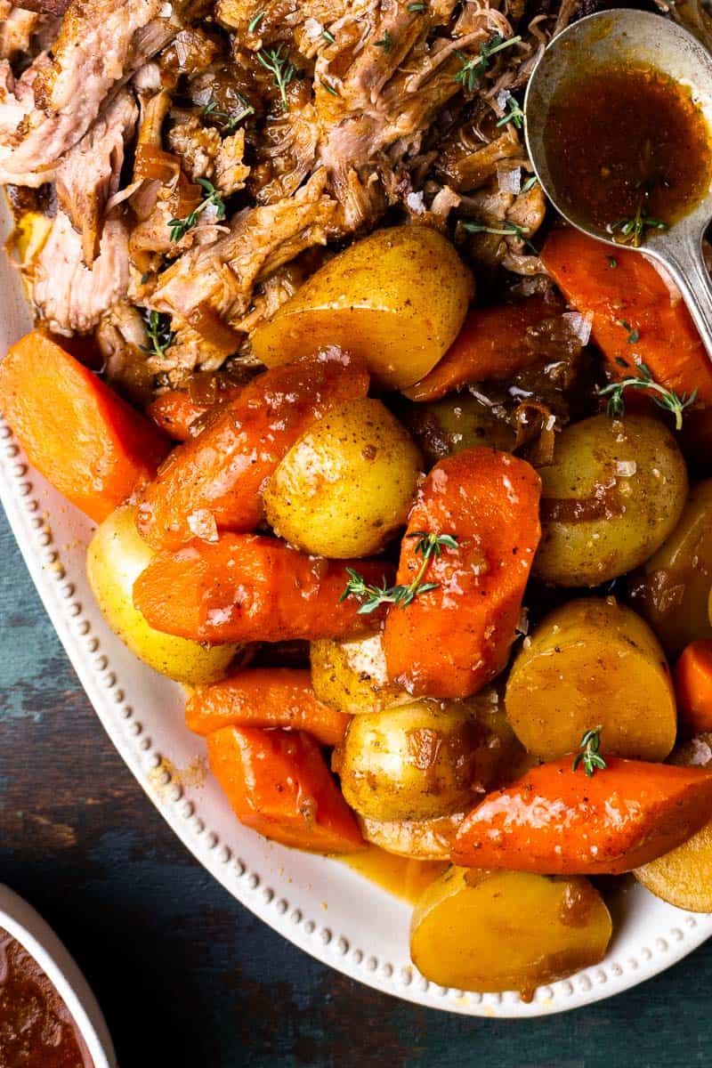 carrots and potatoes with gravy