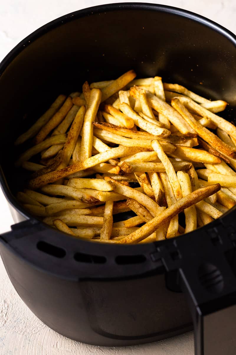 frozen French fries in an air fryer