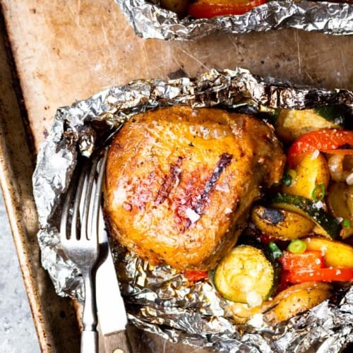 Smokey Mesquite Pork Chop Foil Packs - Modern Farmhouse Eats