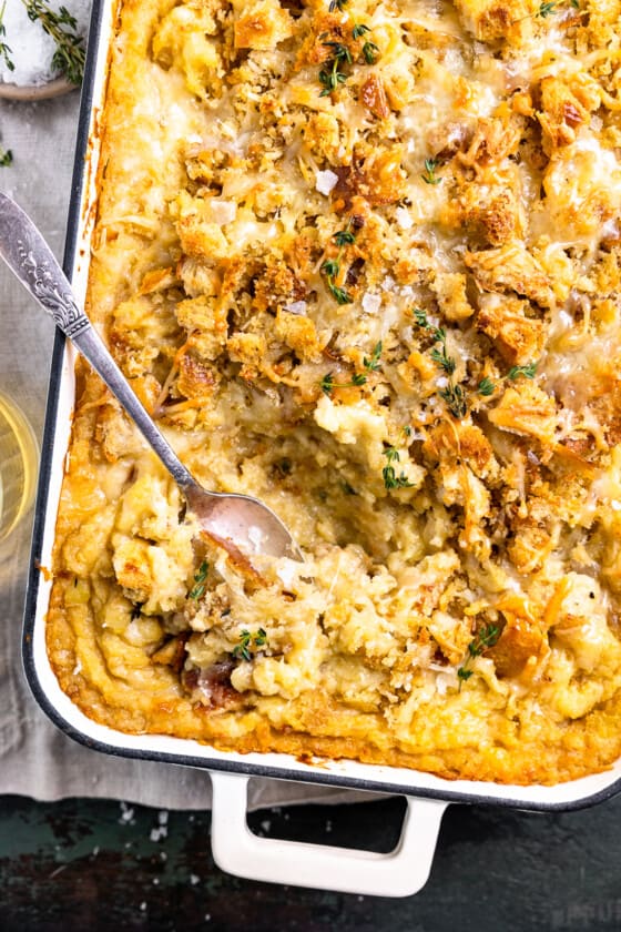 Cheesy Caramelized Onion Mashed Potato Bake Modern Farmhouse Eats
