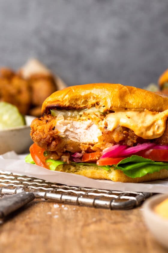 Buttermilk Crispy Chicken Burger with Smoky Aioli - Modern Farmhouse Eats