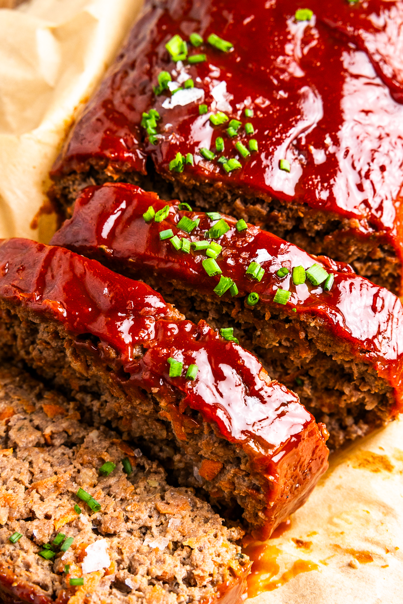 top view of slices of meatloaf
