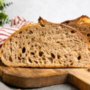 sourdough next to a bread knife