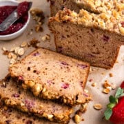 peanut butter jelly bread sliced on a cutting board